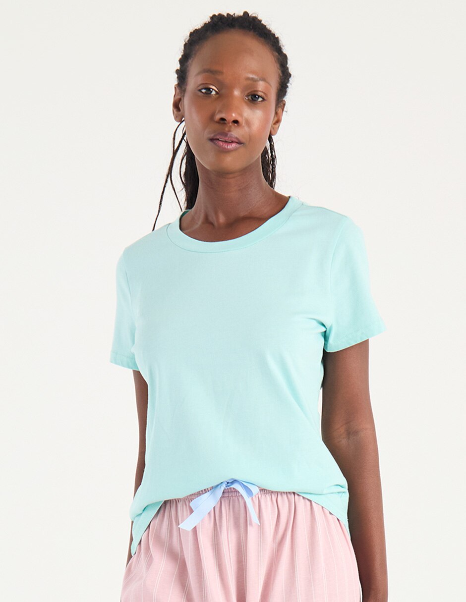 Playera manga corta cuello redondo para mujer Playera manga corta cuello redondo para mujer
