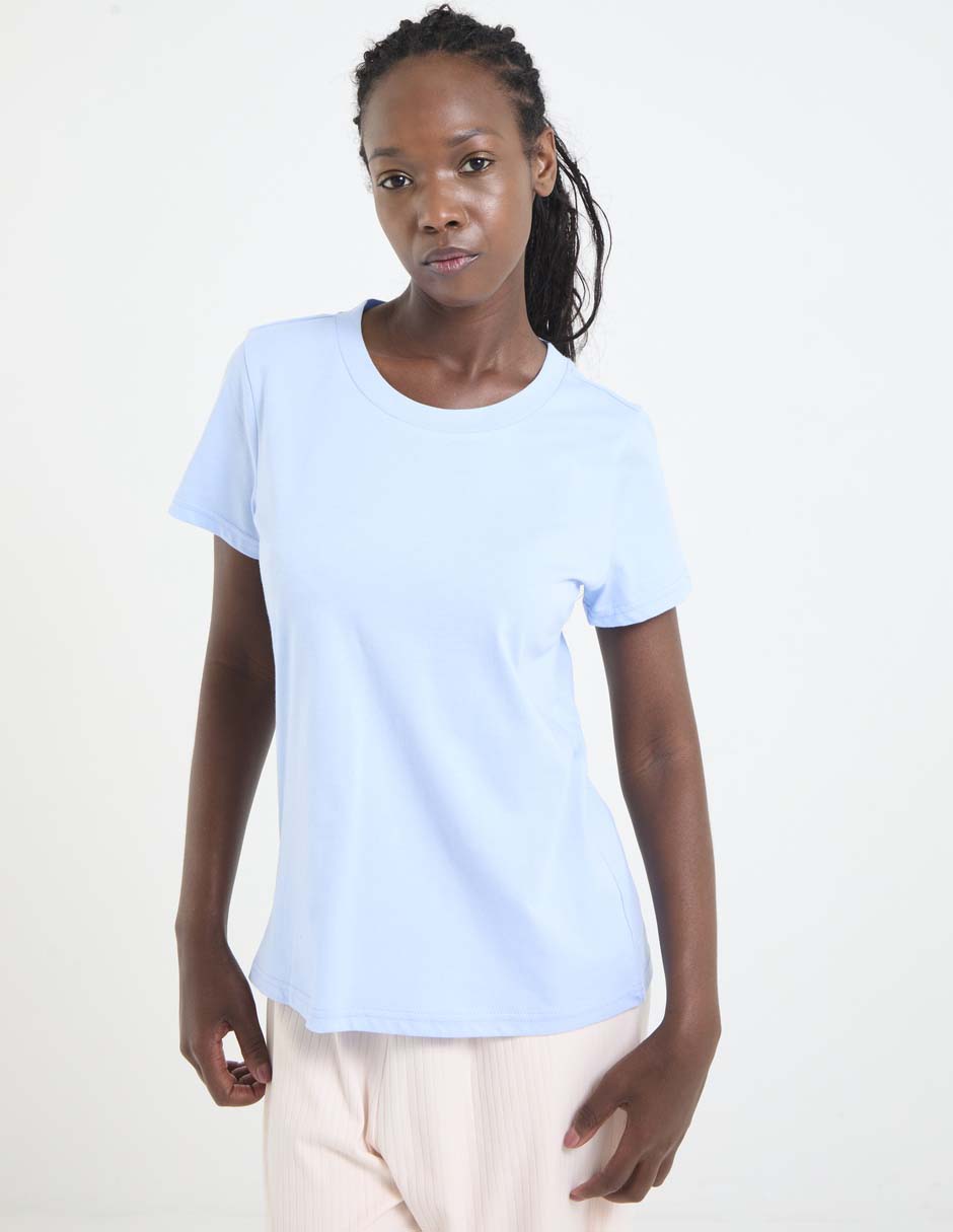 Playera manga corta cuello redondo para mujer