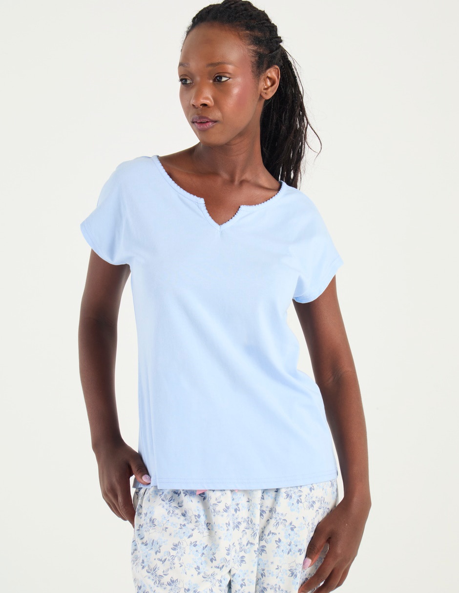 Playera manga corta cuello redondo para mujer