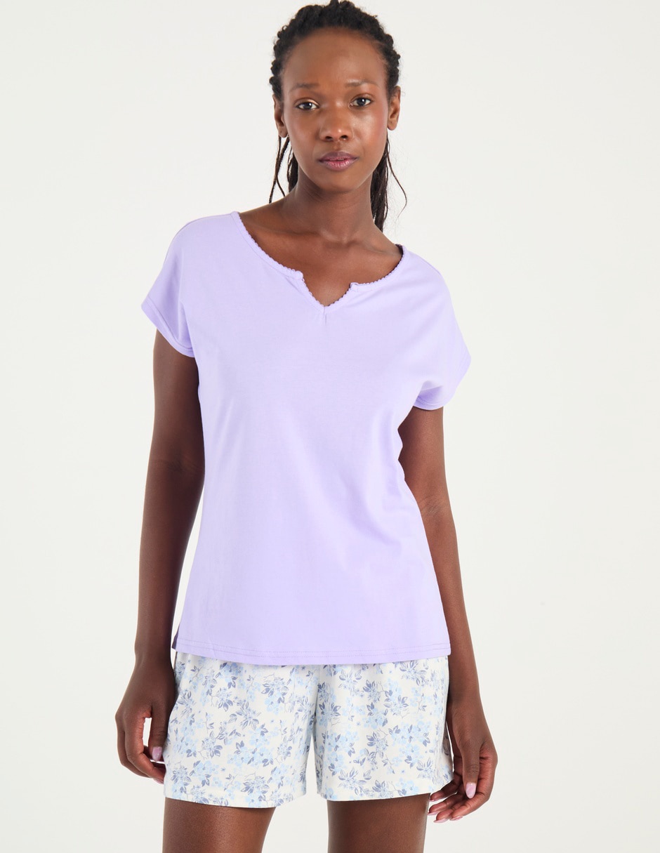 Playera manga corta cuello redondo para mujer