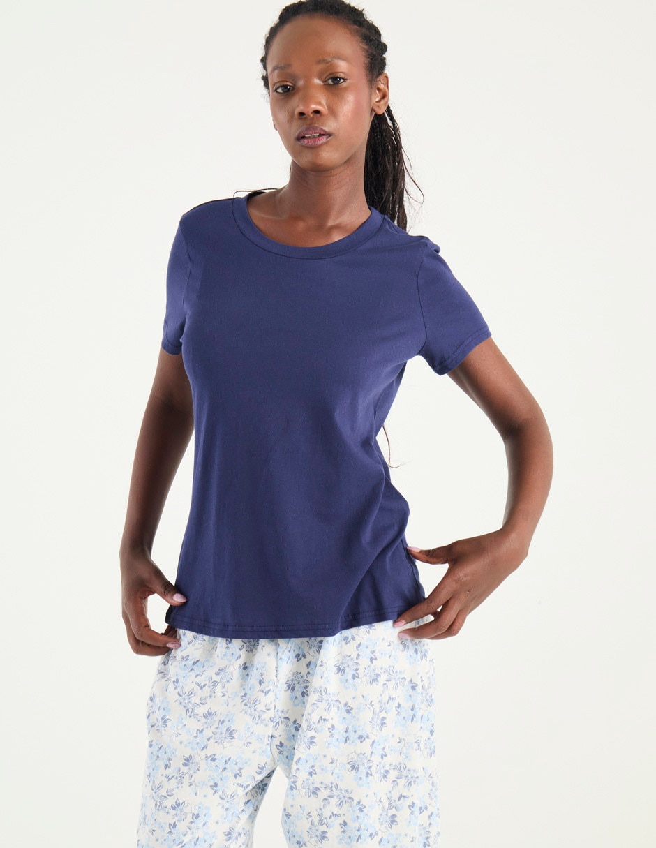 Playera manga corta cuello redondo para mujer