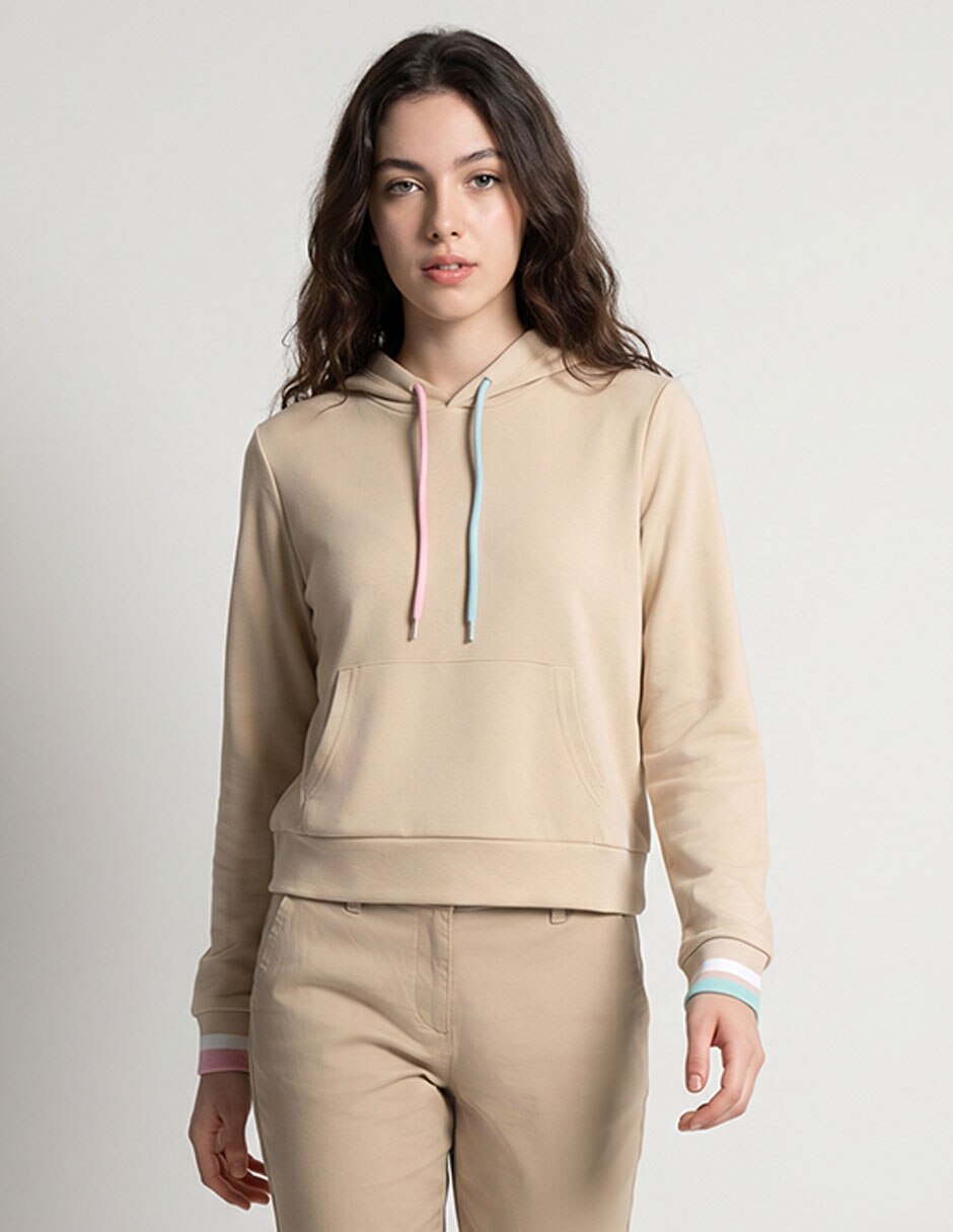 Sudadera con capucha y bolsa para mujer 1
