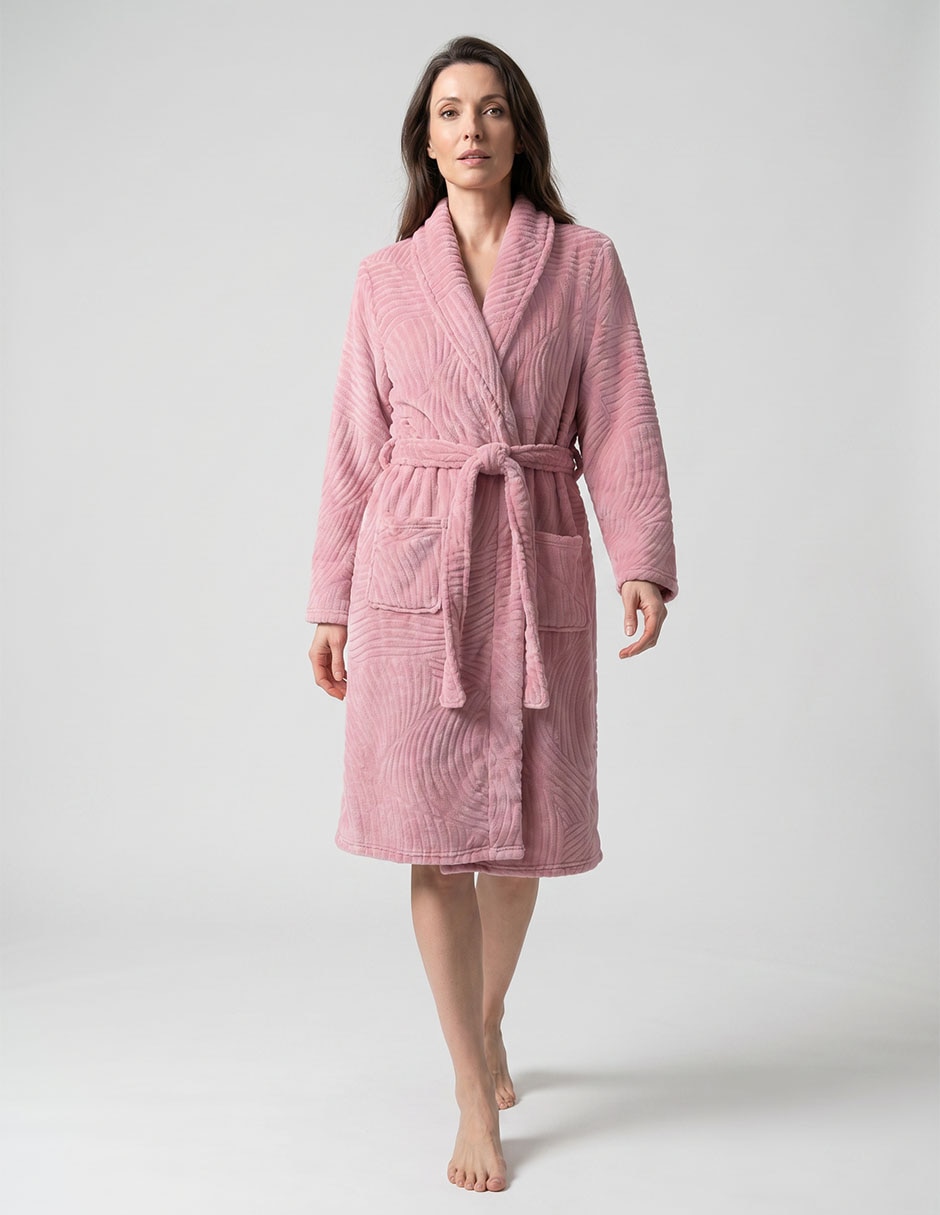Bata coral fleece para mujer